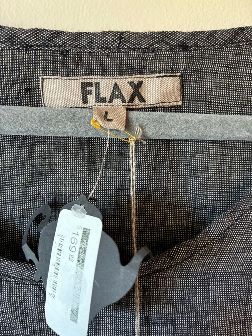 FLAX 100% Linen Top-Relaxed Fit Gray Tunic Blouse NWT - Picture 3 of 5